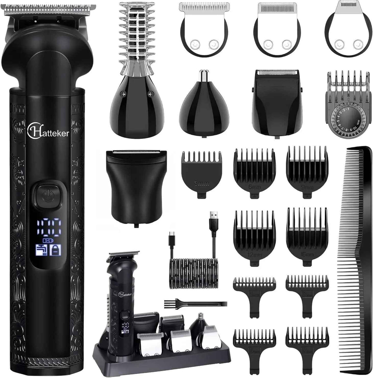 Hatteker 8-in-1 Grooming Kit – Hair Clipper Beard Trimmer Zero Gap T Blade Waterproof