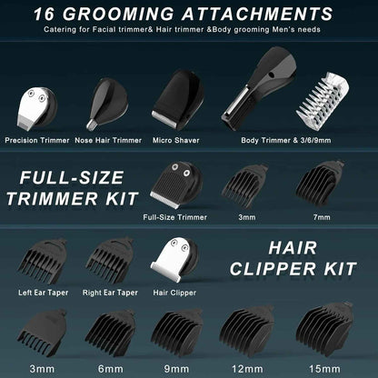 Hatteker 6-in-1 Body Grooming Kit – Groin & Body Trimmer Beard Hair Clipper Waterproof USB Rechargeable