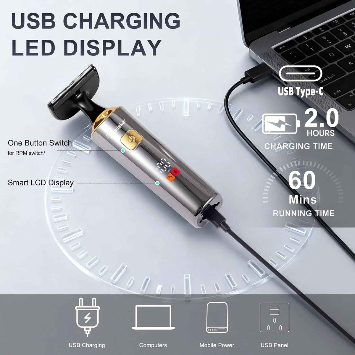 Hatteker Back Shaver for Men – 4-in-1 Body Groomer with Extendable Handle Waterproof