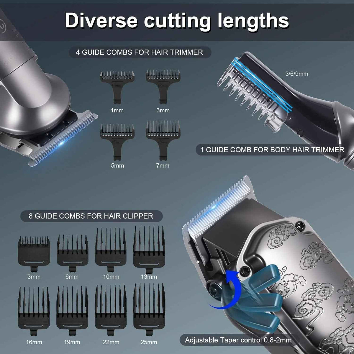 Professional Hair Clipper for Hatteker – Cordless Barber Trimmer Set Waterproof Grooming Kit