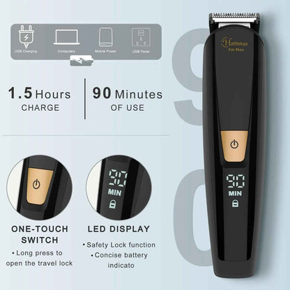 Hatteker 6-in-1 Body Grooming Kit – Groin & Body Trimmer Beard Hair Clipper Waterproof USB Rechargeable
