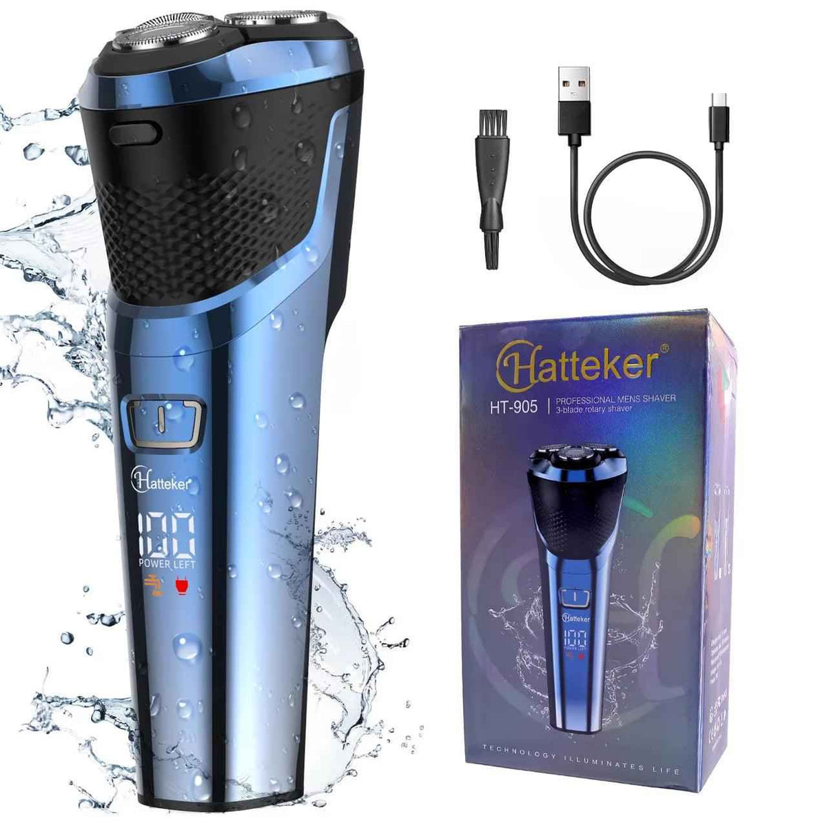 Men's Rotary Waterproof USB Charging Beard Trimmer & Electric Shaver
