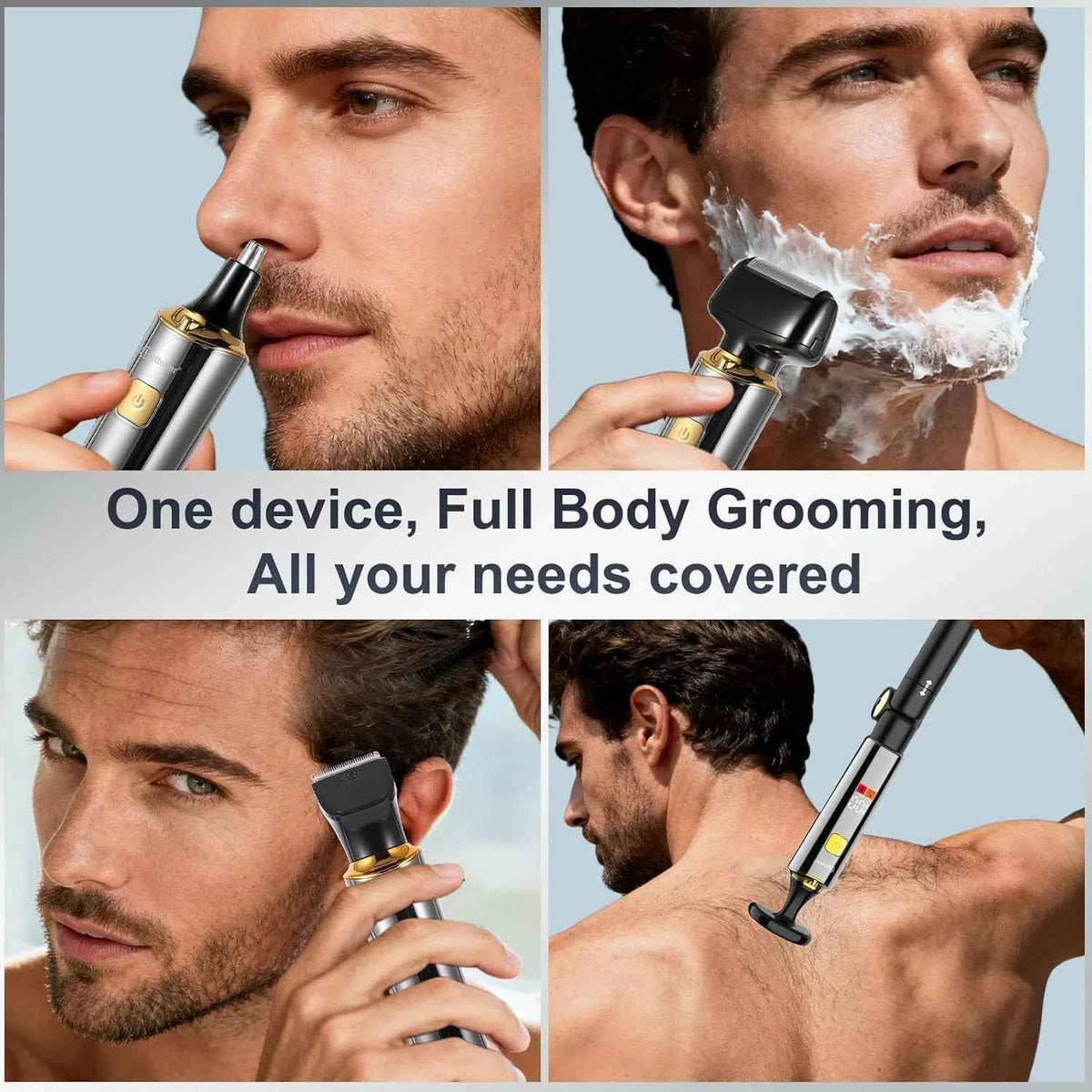 Hatteker Back Shaver for Men – 4-in-1 Body Groomer with Extendable Handle Waterproof