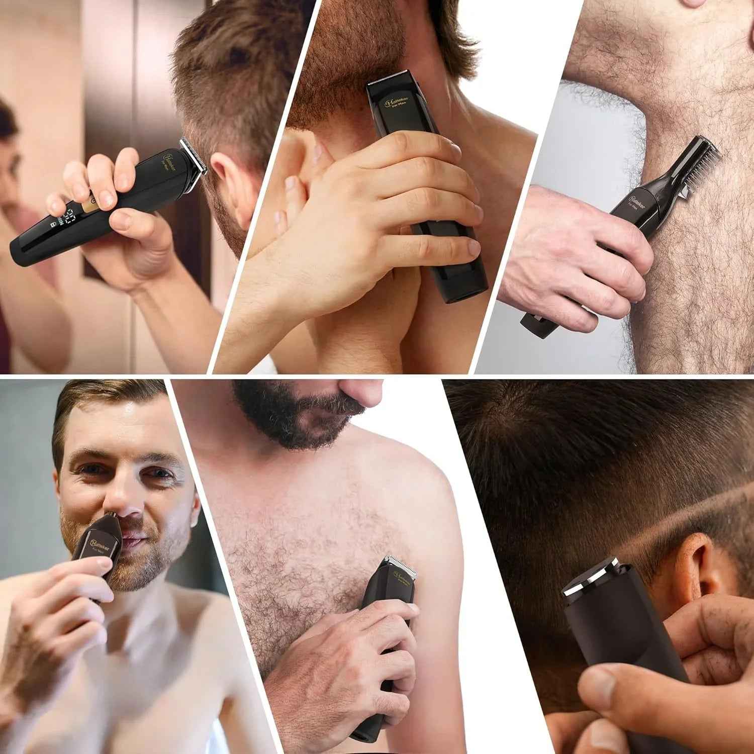 Hatteker 6-in-1 Body Grooming Kit – Groin & Body Trimmer Beard Hair Clipper Waterproof USB Rechargeable