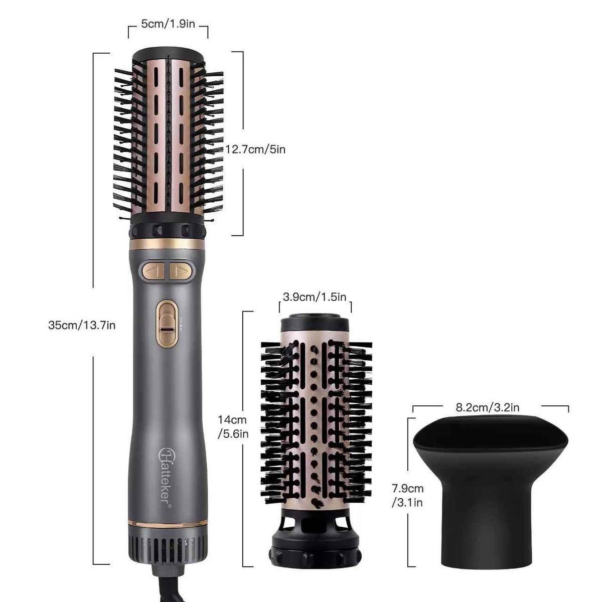 Hatteker 3-in-1 Air Hair Styler - Curler, Hair Dryer Brush & Hot Comb