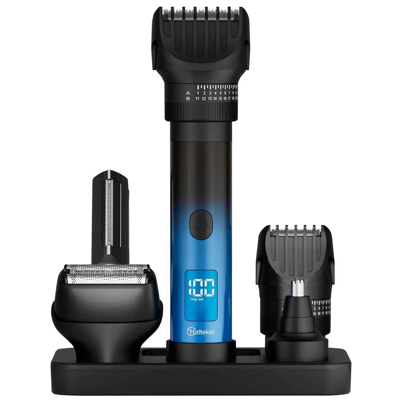 Hatteker 5-in-1 Cordless Barbershop Hair Cutting Kit - T-Blade Trimmer & Electric Clippers