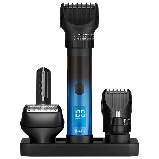 Hatteker 5-in-1 Cordless Barbershop Hair Cutting Kit - T-Blade Trimmer & Electric Clippers