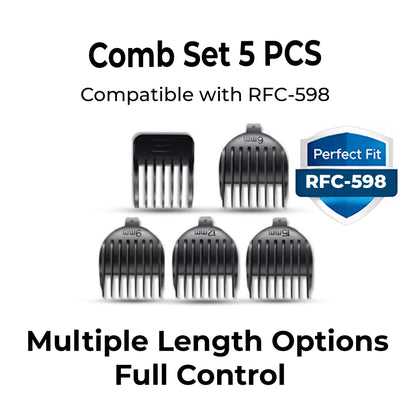 HATTEKER Comb Set 5PCS for RFC-598 – Adjustable Guide Combs Replacement Kit for Precise Hair Length Control