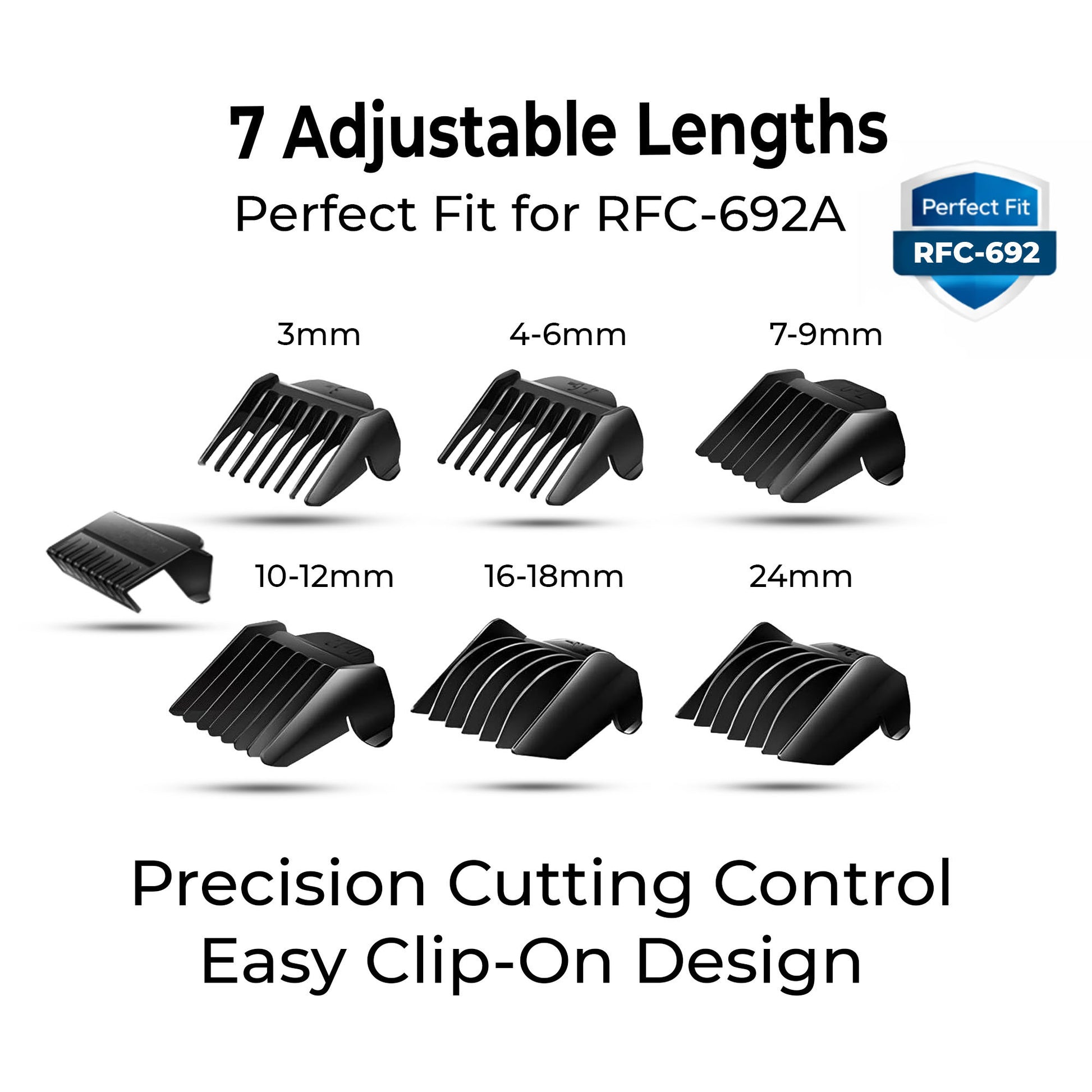 Hatteker RFC-692A Replacement Comb Set 7PCS – Adjustable Guide Guards for Precision Trimming