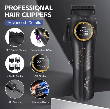 Hatteker 9000RPM Cordless Hair Trimmer – Pro Grooming Power for Home & Salon