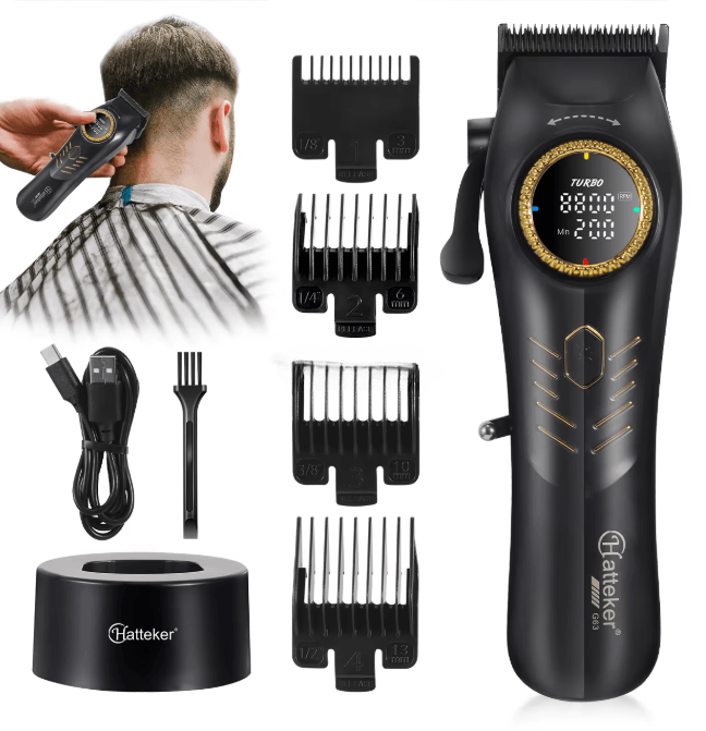 Hatteker 9000RPM Cordless Hair Trimmer – Pro Grooming Power for Home & Salon