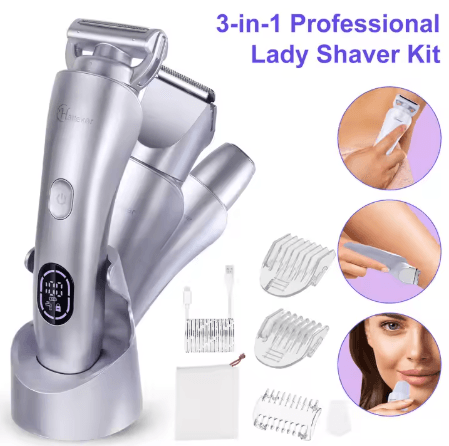 🌸 Hatteker HT-578 – 3-in-1 Rechargeable Lady Shaver 🌊 | Smooth Skin Anytime, Anywhere!