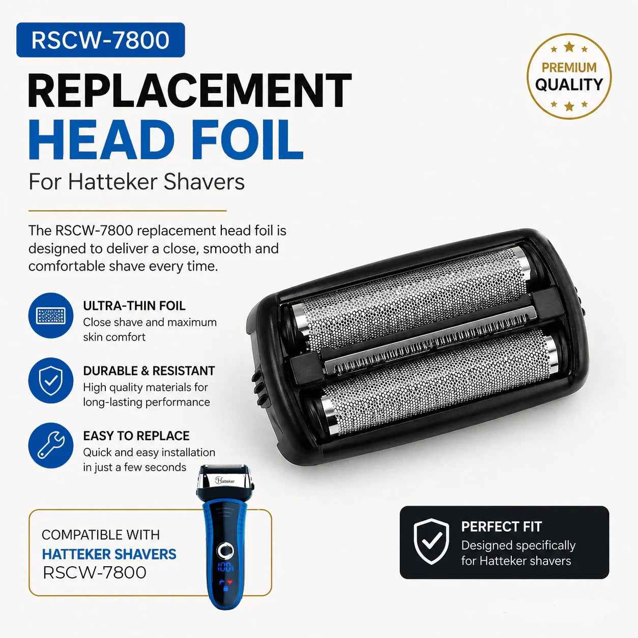 Hatteker Replacement Foil Shaver Head for RSCW-7800 – Precision Foil Cutter Spare Part