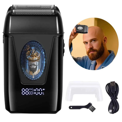 HATTEKER HT-936 Men's Dual Foil Electric Shaver 2-Head Rechargeable Hair Clippers  Trimmer for Close Shave