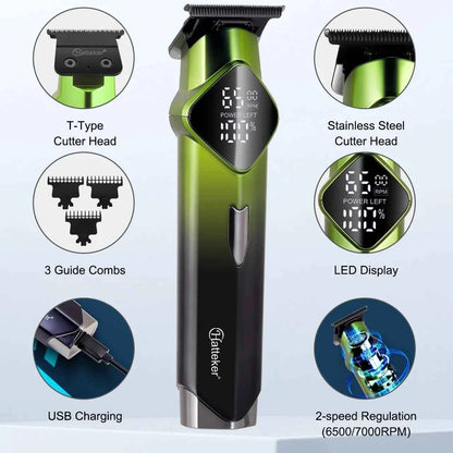Hatteker HT-6132 Hair Clipper – LCD Digital Display Precision Trimmer USB Rechargeable