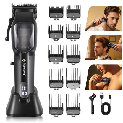 Hatteker HT-6136 Professional Electric Hair Clippers Kit with LCD Display, USB Rechargeable for Men & Barber Use