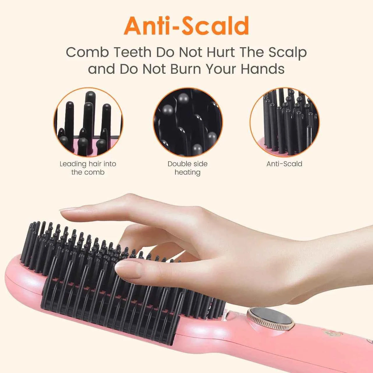 Hatteker Hair Straightener Brush Comb Hair Straightener Brush with LED Temperature Display
