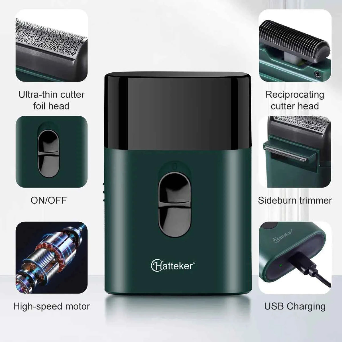 Hatteker Small Electric Shaver USB Charging Shaving Machine Powerful Retro Shaving Machine