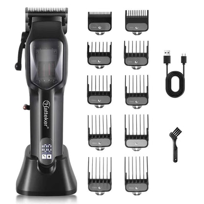 Hatteker HT-6136 Professional Electric Hair Clippers Kit with LCD Display, USB Rechargeable for Men & Barber Use