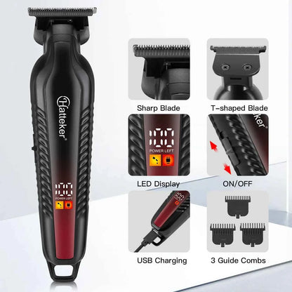 Hatteker Professional Beard Cutting Kit for Barbers Cordless USB Charging Hair Trimmer Clippers