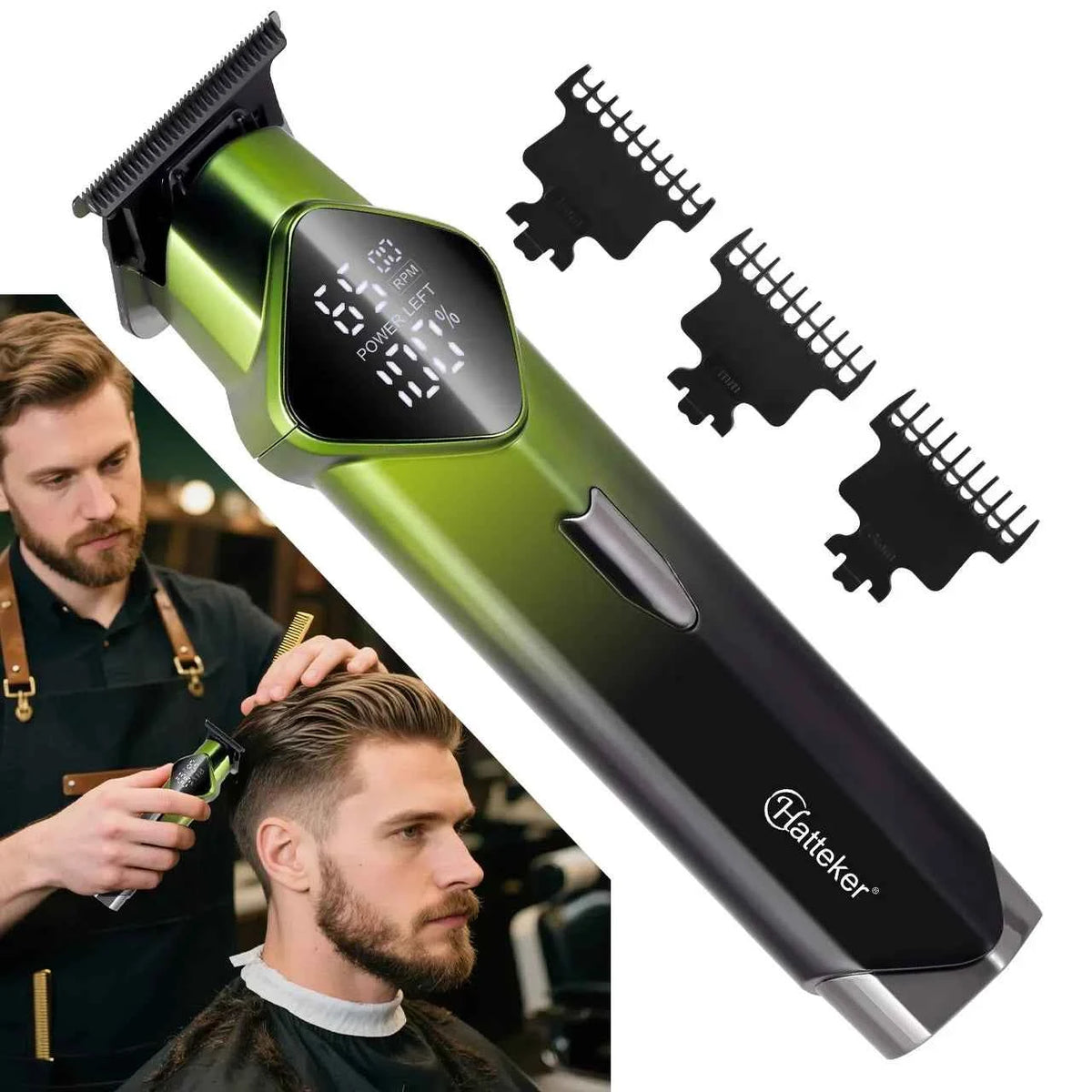 Hatteker HT-6132 Hair Clipper – LCD Digital Display Precision Trimmer USB Rechargeable