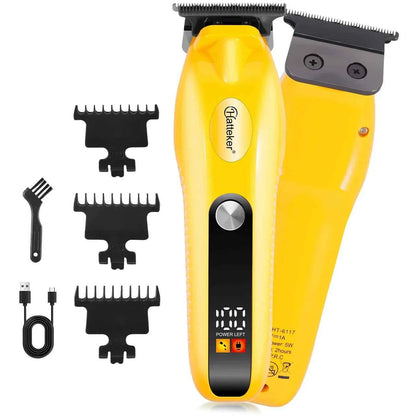 Hatteker HT-6117 Rechargeable Electric Hair Clippers for Men  Cordless Professional Barber Trimmer with Adjustable Blades