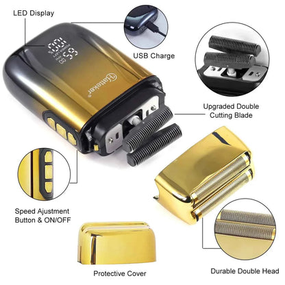 Hatteker HT-919 Foil Shaver – USB Rechargeable Double Blade Electric Razor for Men