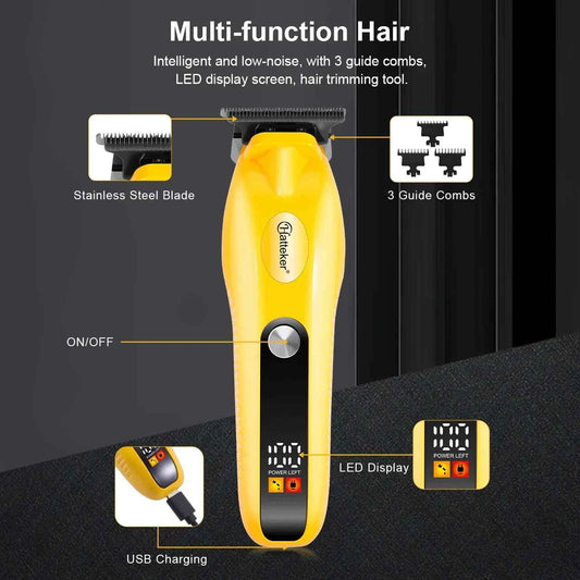 Hatteker HT-6117 Rechargeable Electric Hair Clippers for Men  Cordless Professional Barber Trimmer with Adjustable Blades
