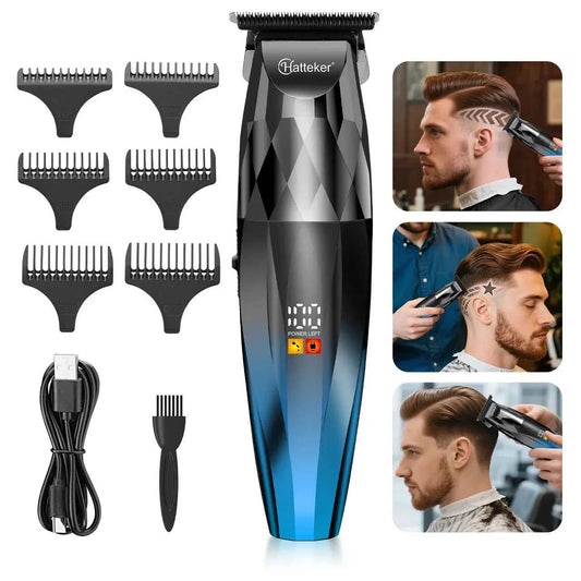 Hatteker HT-6126 Cordless Professional Electric Hair Clippers Beard Trimmer Styler LED Digital Display Hair Clippers for Men