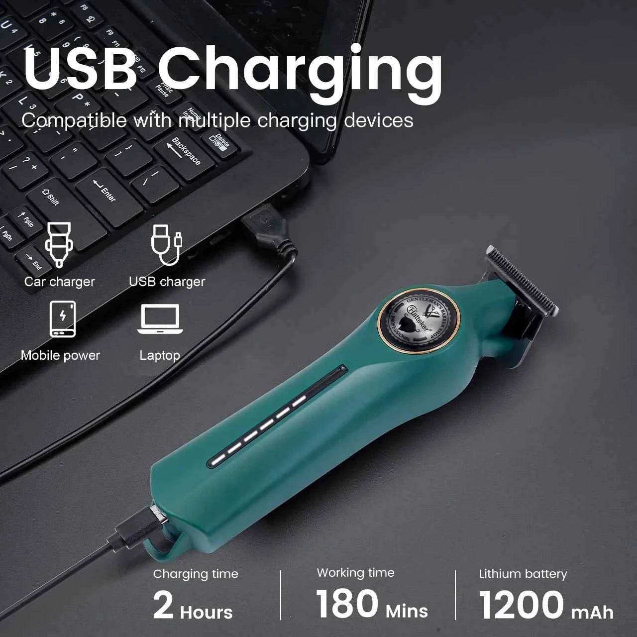 Hatteker New Electric Cordless Men Clippers Professional Hair Clippers Hair Trimmer Tool