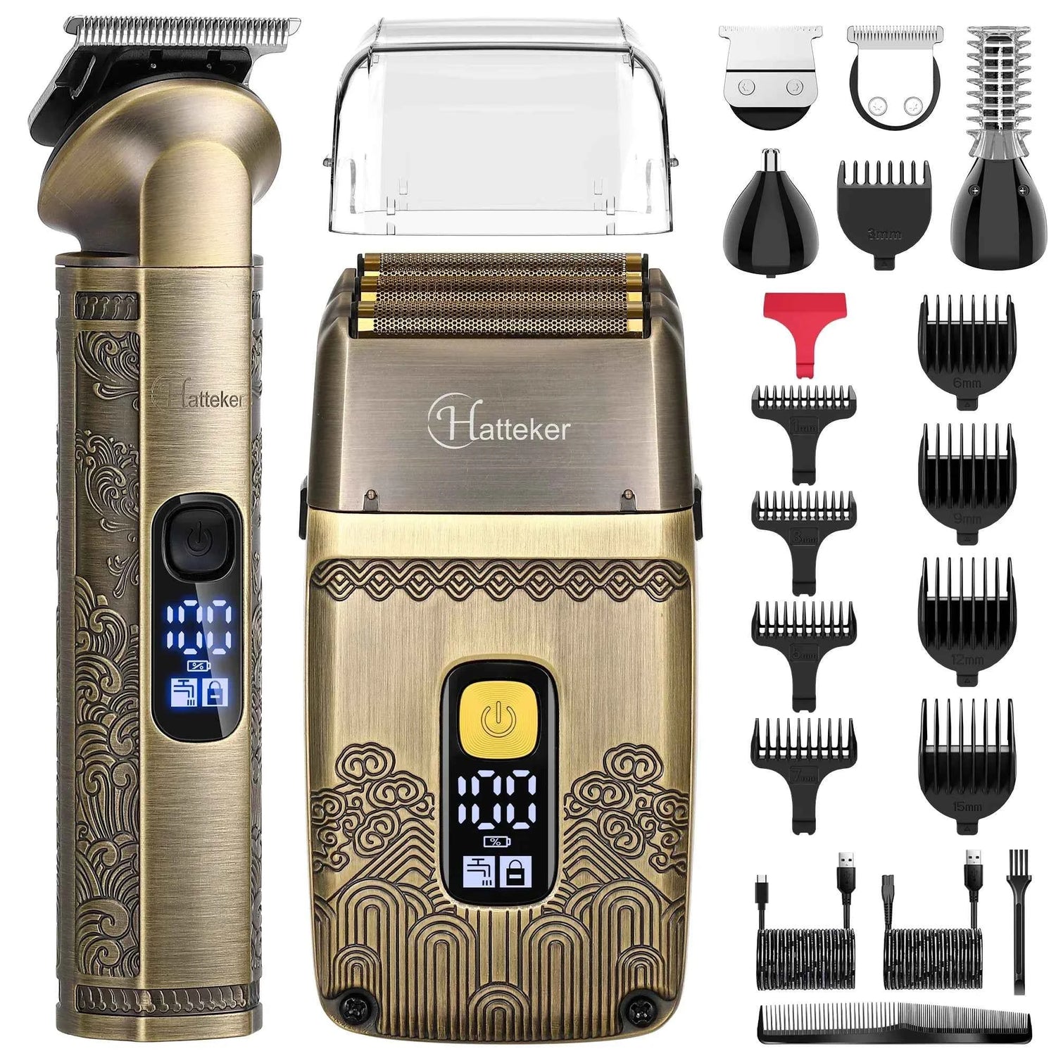 Hatteker HT-602 Hair Clipper & Foil Shaver Kit – Professional Barber Trimmer Set Waterproof