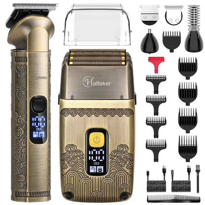 Hatteker HT-602 Hair Clipper & Foil Shaver Kit – Professional Barber Trimmer Set Waterproof