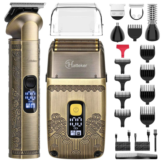 Hatteker HT-602 Hair Clipper & Foil Shaver Kit – Professional Barber Trimmer Set Waterproof