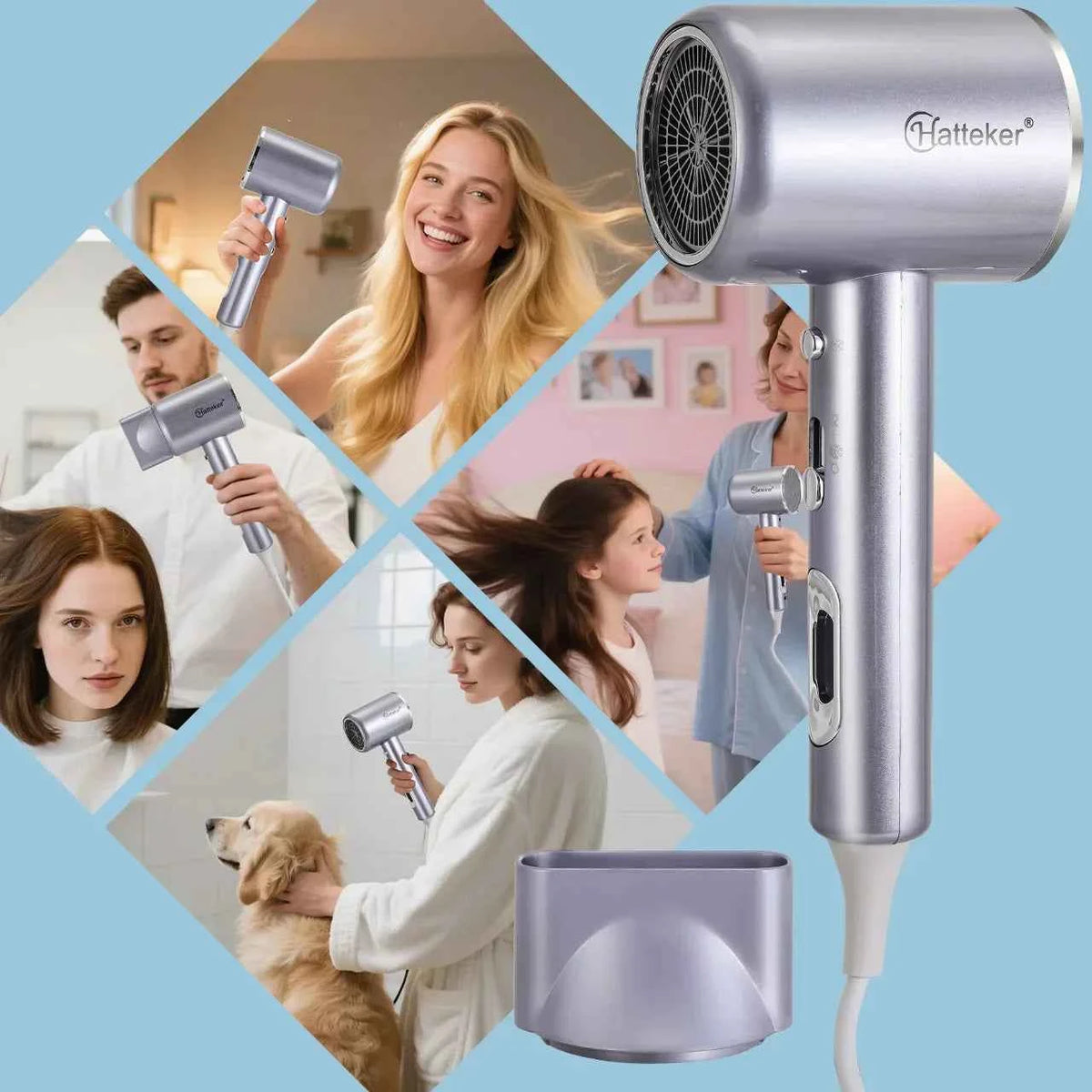 Hatteker Negative Ion Hair Dryer Powerful Cord Professional Hair Dryer