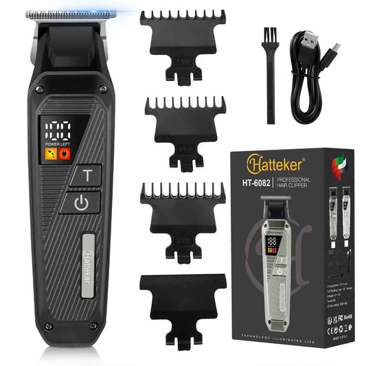 Hatteker HT-6082 Professional Hair Trimmer – Cordless Oil Head Clipper with LCD Display