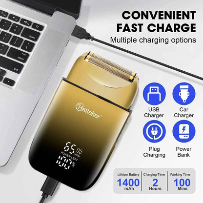 Hatteker HT-919 Foil Shaver – USB Rechargeable Double Blade Electric Razor for Men