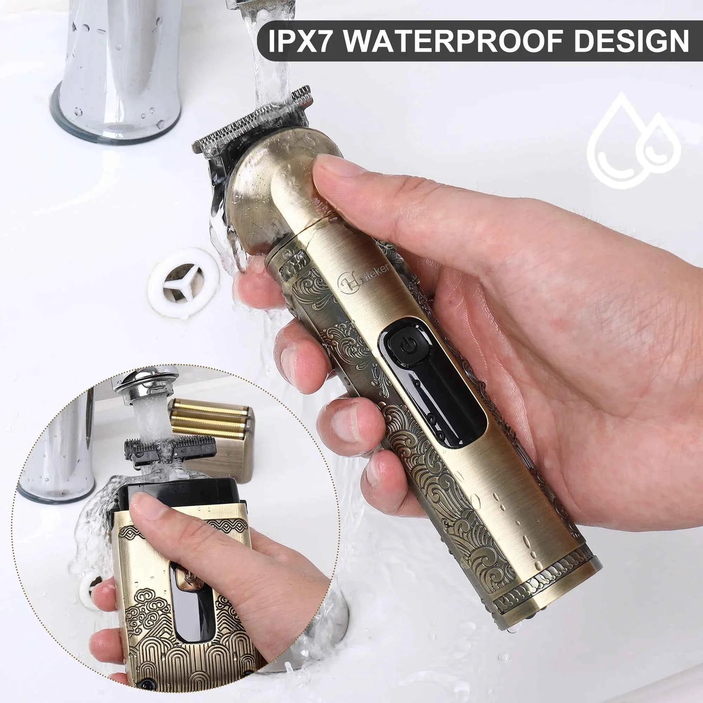 Hatteker HT-602 Hair Clipper & Foil Shaver Kit – Professional Barber Trimmer Set Waterproof