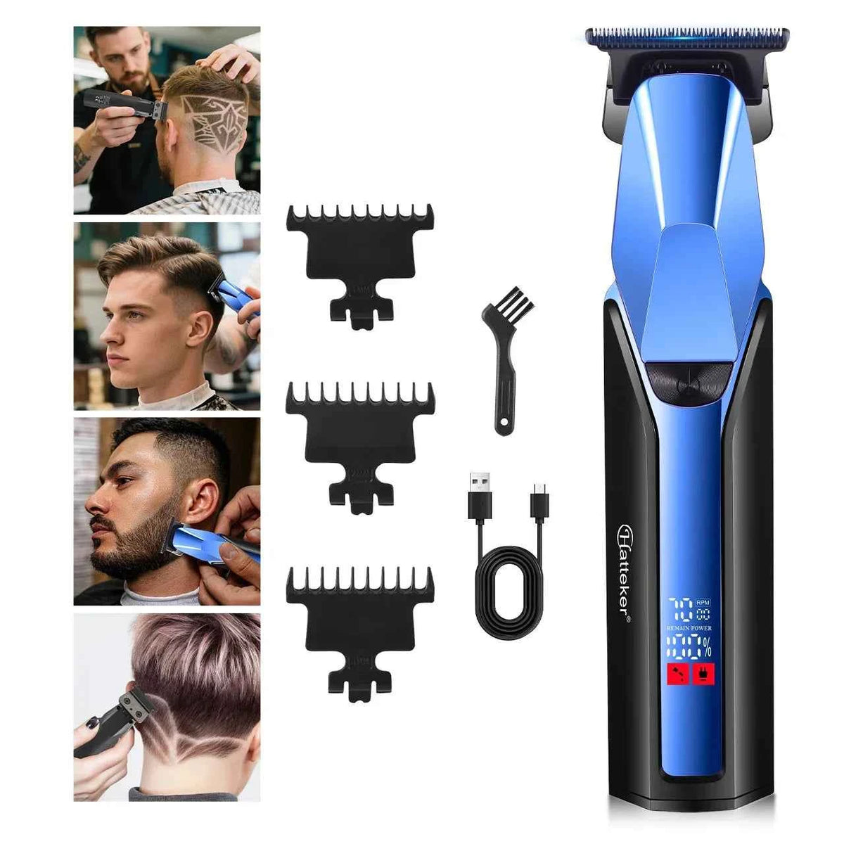 Hatteker HT-6133 Cordless Professional Hair Clippers for Men Rechargeable, Quiet Motor,Ideal for Home & Barber Use