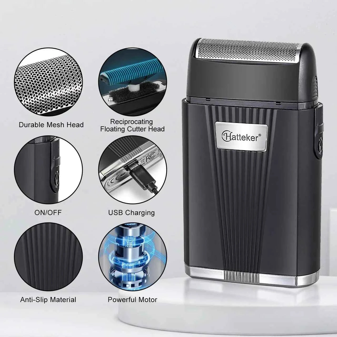 HATTEKER HT-931 MINI Men's Electric Shaver Beard Trimmer Shaving Portable Facial Grooming Shaving