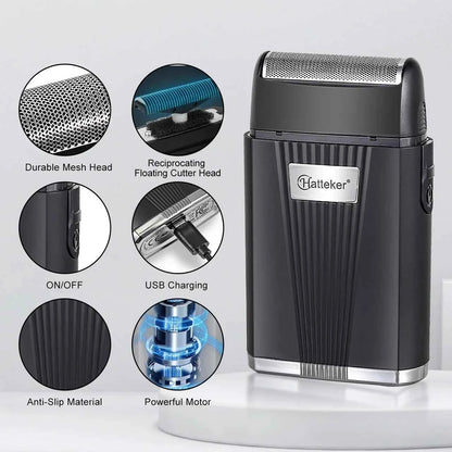 HATTEKER HT-931 MINI Men's Electric Shaver Beard Trimmer Shaving Portable Facial Grooming Shaving
