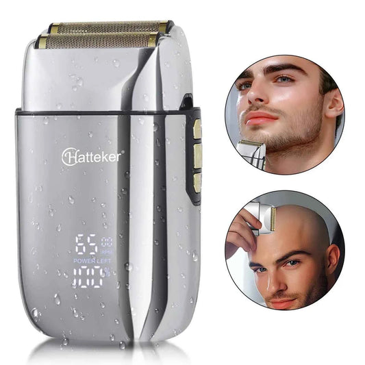 Hatteker New Reciprocating Gold Foil Electric Shaver Bald Head Shaver Waterproof USB Charging