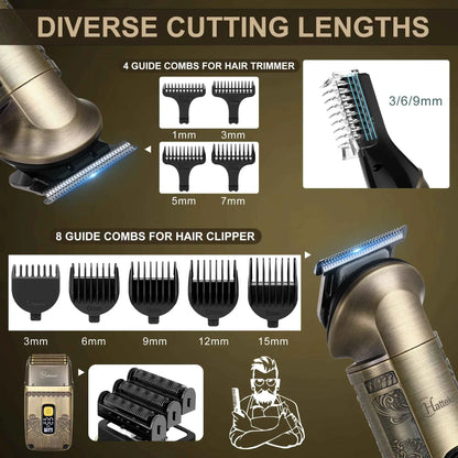 Hatteker HT-602 Hair Clipper & Foil Shaver Kit – Professional Barber Trimmer Set Waterproof