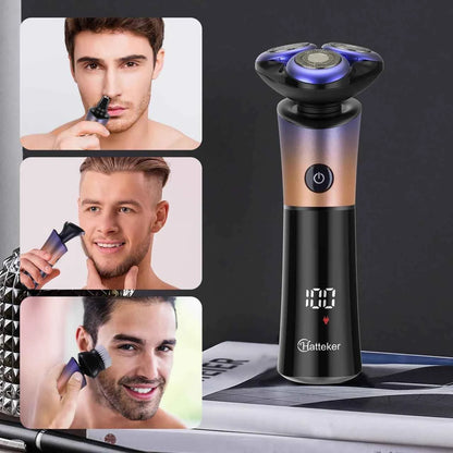 Hatteker 4-in-1 Electric Shaver for Men | Waterproof Rotary Blades