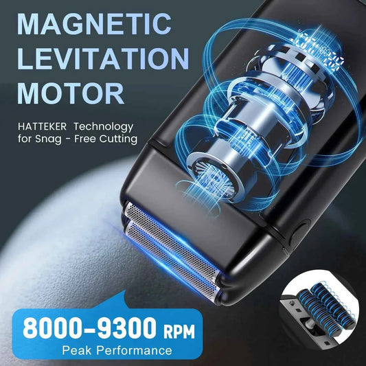 HATTEKER HT-936 Men's Dual Foil Electric Shaver 2-Head Rechargeable Hair Clippers  Trimmer for Close Shave