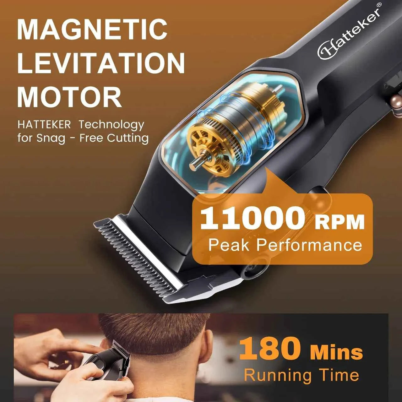 Hatteker HT-6136 Professional Electric Hair Clippers Kit with LCD Display, USB Rechargeable for Men & Barber Use