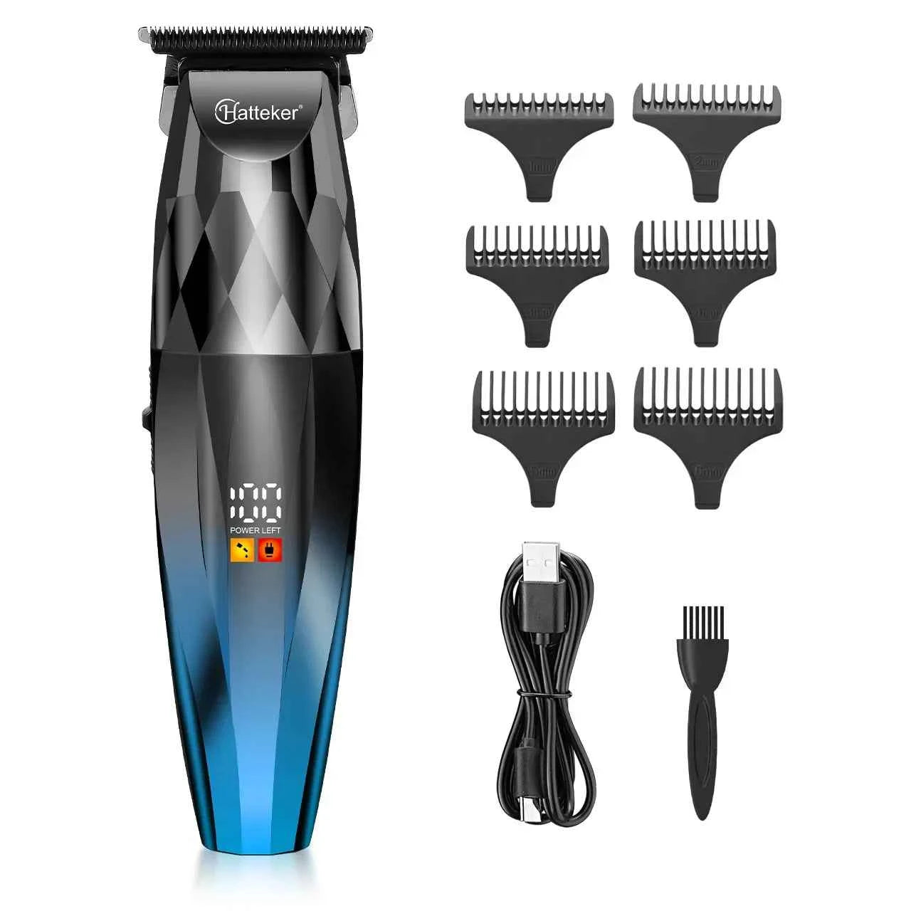 Hatteker HT-6126 Cordless Professional Electric Hair Clippers Beard Trimmer Styler LED Digital Display Hair Clippers for Men