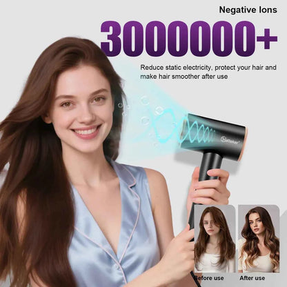 Hatteker Black Negative Ion Hair Dryer Multi-stage Adjustment Powerful Hair Dryer