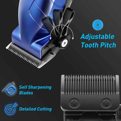 HATTEKER HT-6036 Blue Men's Electric Hair Clippers Cordless Hair Trimmer USB Rechargeable