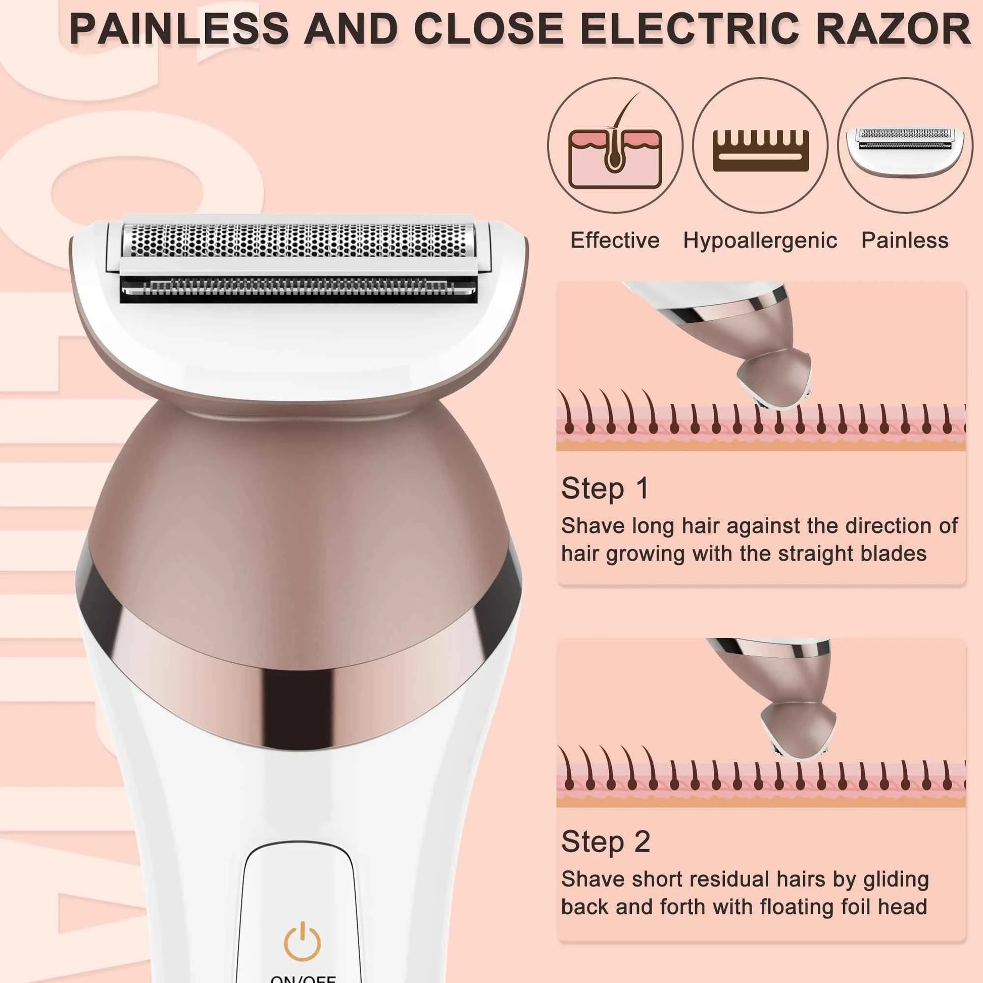 5-in-1 Electric Epilator & Shaver for Women - Rechargeable, Wet & Dry Use for Legs, Arms, Bikini, Underarms