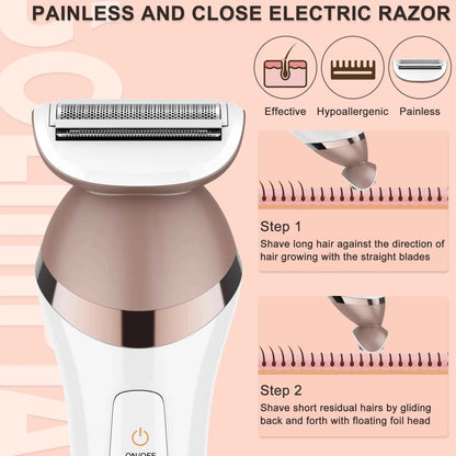 5-in-1 Electric Epilator & Shaver for Women - Rechargeable, Wet & Dry Use for Legs, Arms, Bikini, Underarms